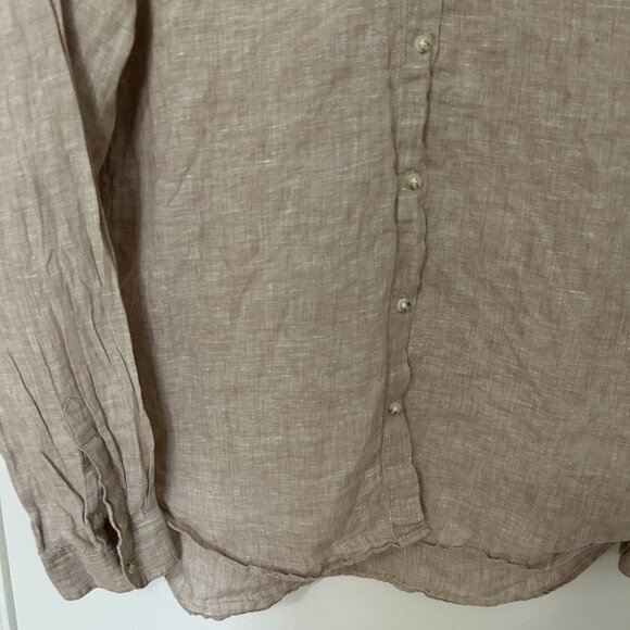 Uniqlo Button Up Long Sleeves 100% Linen Shirt Womens size M Natural Minimalist - Picture 8 of 15